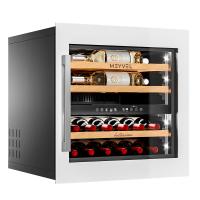 Винный шкаф Meyvel MV26PRO-KWB2 двухзонный встраиваемый в колонну с белой рамой
